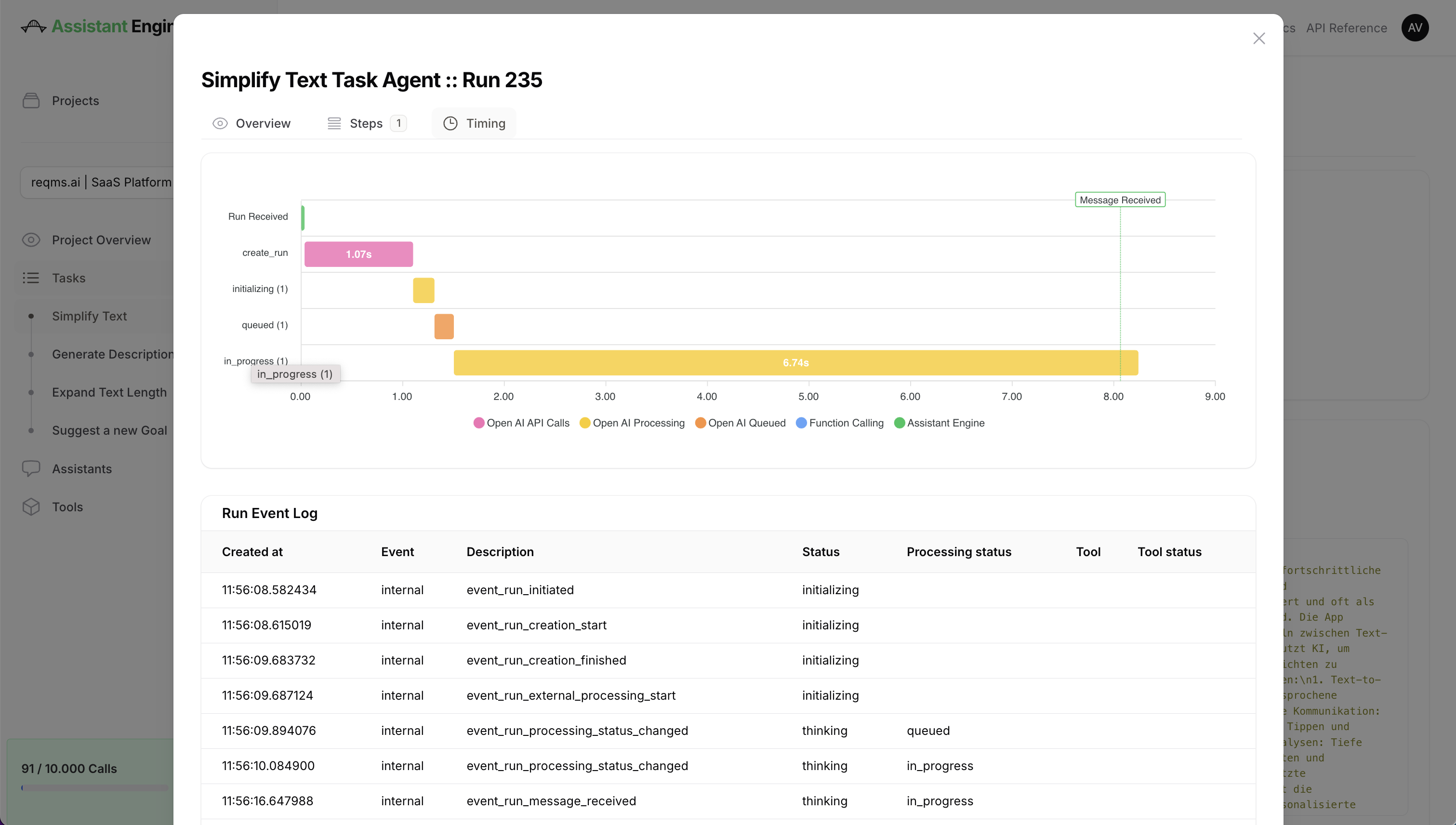 Tasks Monitoring Run Timing