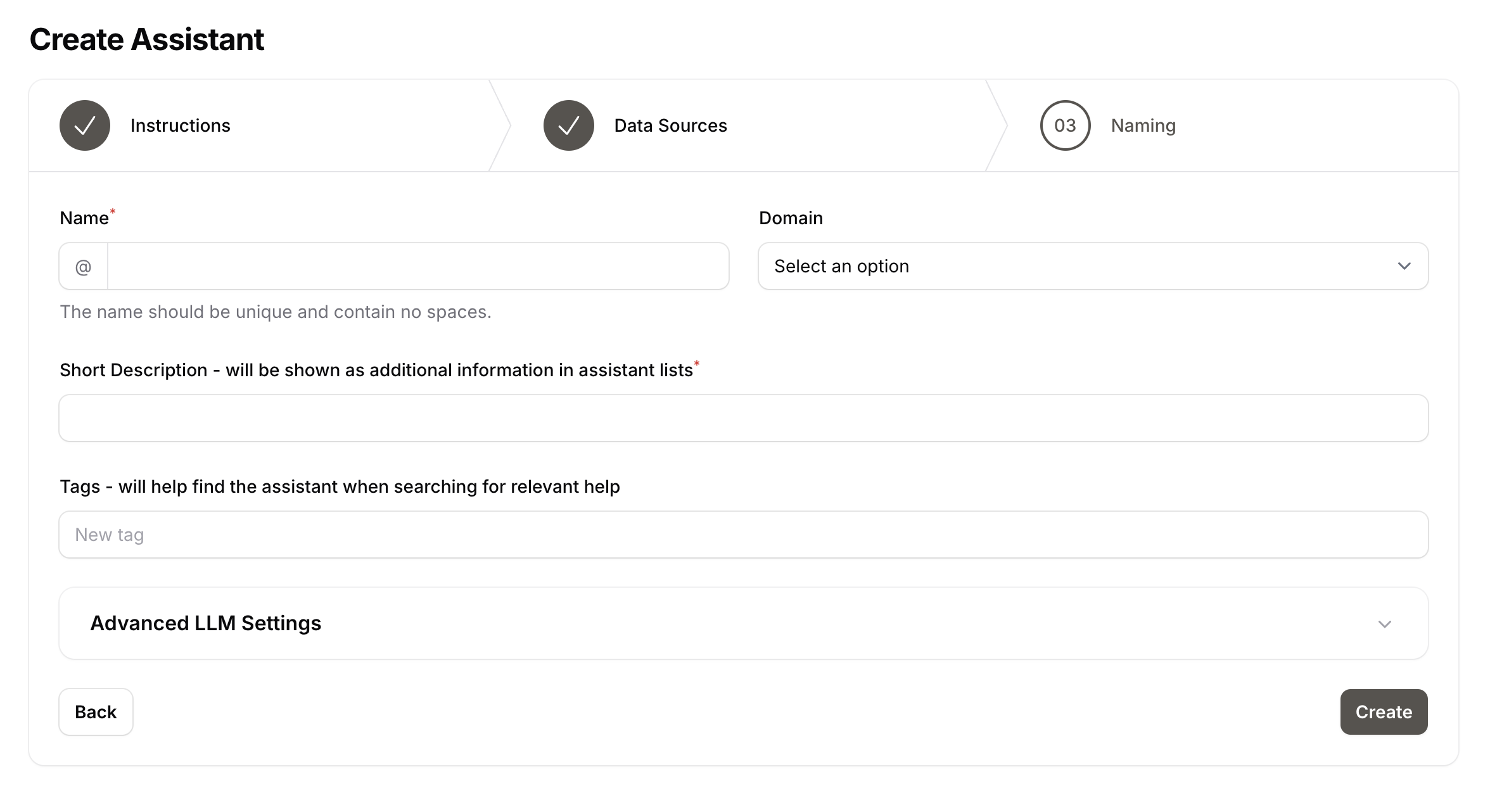 Assistant Creation - Naming